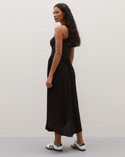 VESTIDO MIDI MALHA COM RECORTES - PRETO