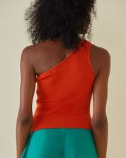 BLUSA TRICOT DE UM OMBRO SÓ - LARANJA
