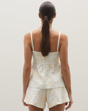 REGATA ALÇA FINA DE LINHO BORDADO  - OFF-WHITE