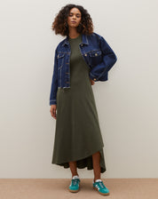 VESTIDO DE MALHA COM RECORTES - VERDE MILITAR