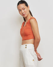 Cropped Ella Linho - LARANJA QUEIMADO