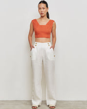 Cropped Ella Linho - LARANJA QUEIMADO