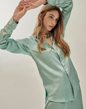 Camisa Cetim Verde Chá - VERDE