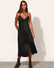 Vestido Slip Dress Cetim - PRETO