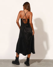 Vestido Slip Dress Cetim - PRETO