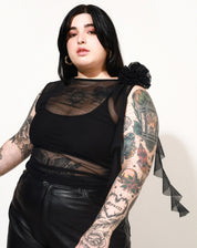 Regata Tule Flor Removível - PRETO