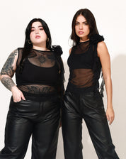 Regata Tule Flor Removível - PRETO